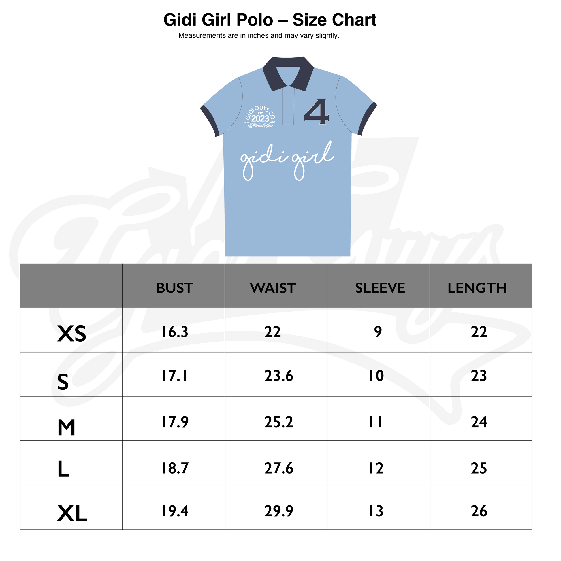 GIDI GIRL POLO - POWDER BLUE